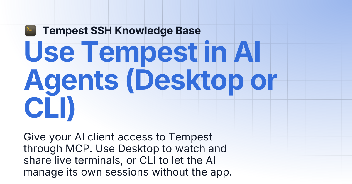 Install Tempest MCP Server in Claude Code, Codex, Cursor & More ...